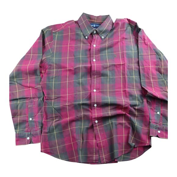 Ralph Lauren Red Plaid Button Up Long Sleeve Shirt Men's Large - Picture 2 of 7